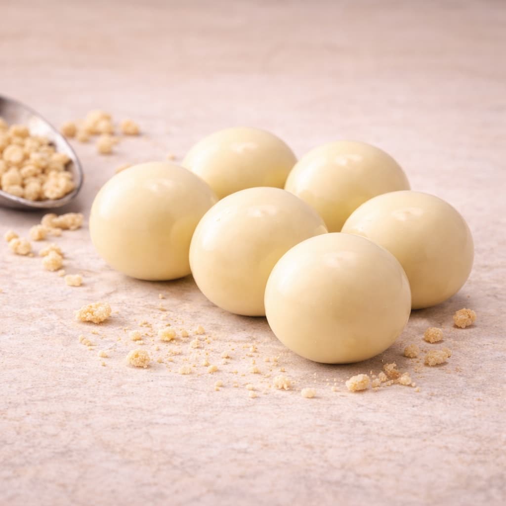 Boules de soja protéinées enrobées de Chocolat BLANC