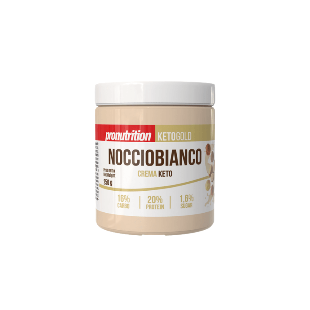 Crema de proteínas Keto Pronutrition con avellanas y chocolate blanco