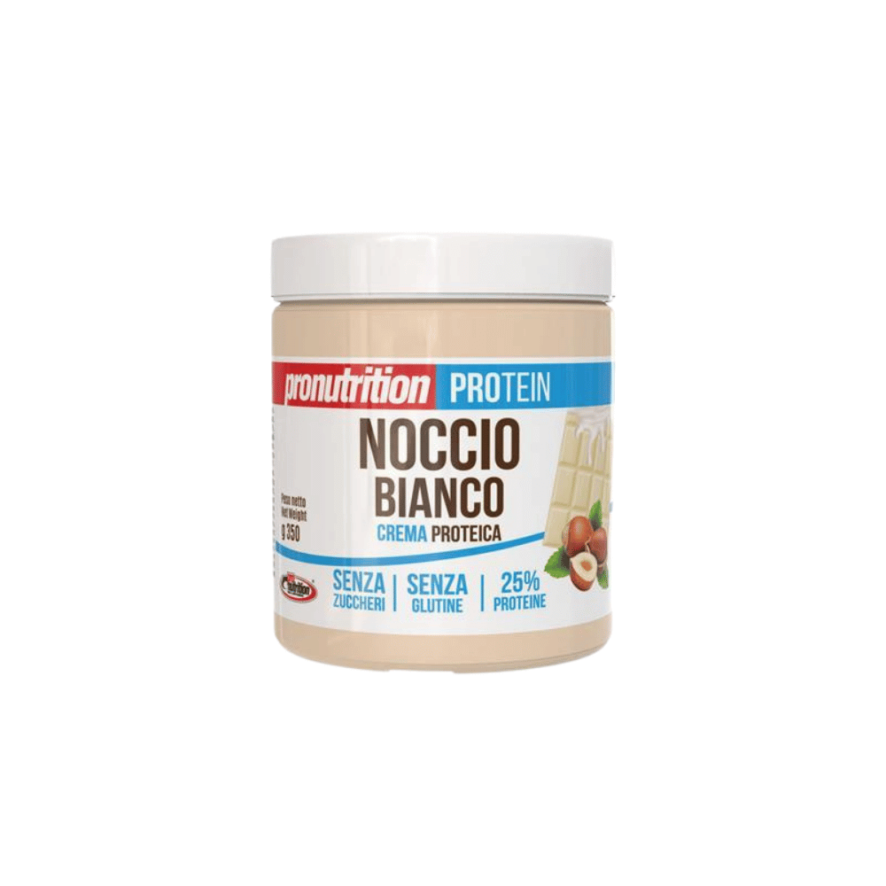 Crema proteica sin azúcar, chocolate blanco y avellanas, 350 g, Pronutrition