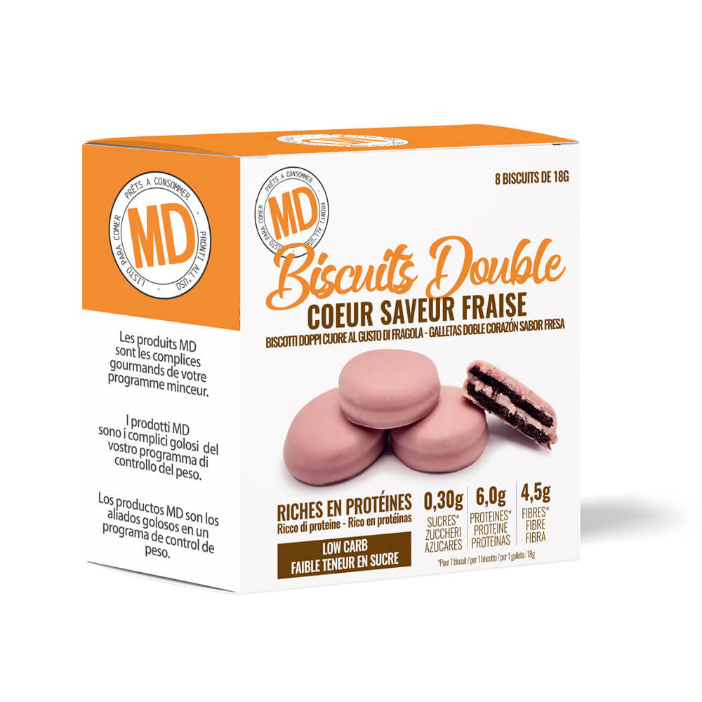 Galletas doble corazón sabor fresa Caja de 8 MD