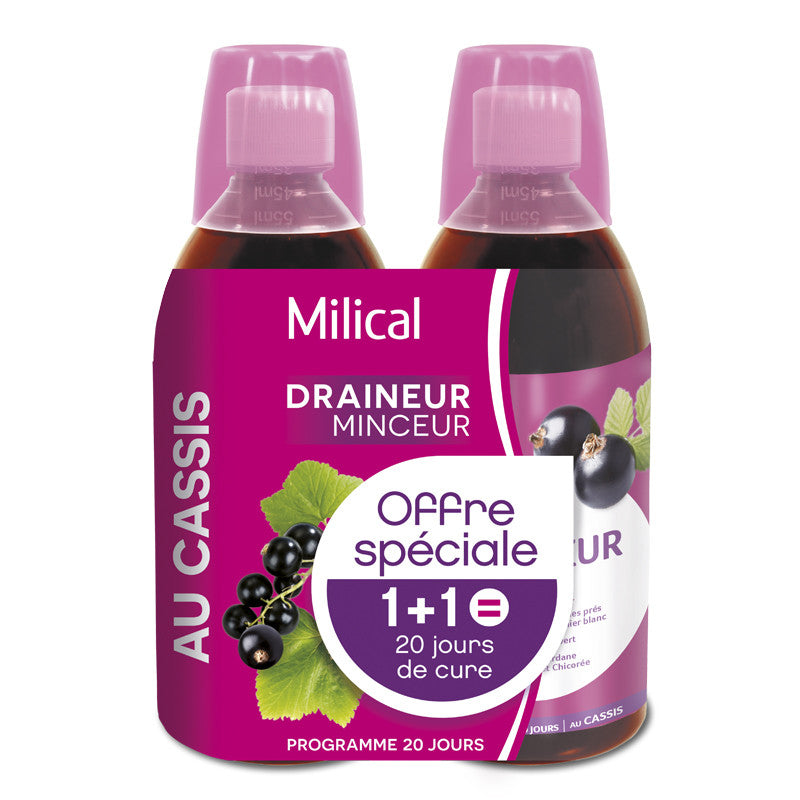 Milical Adelgazante drainante sabor ultra grosella negra set de 2 botellas de 500ml