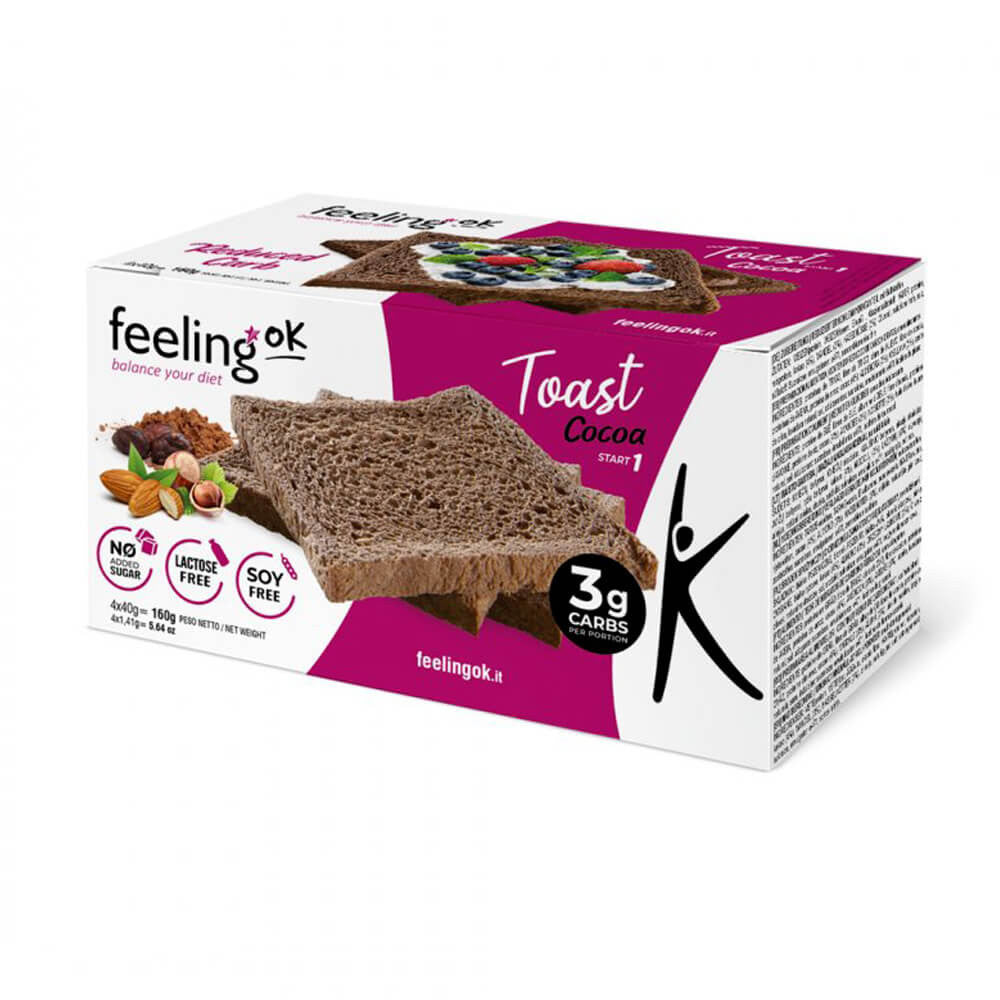 Tostadas proteicas con sabor CACAO Fase1 FeelingOk Caja de 160g