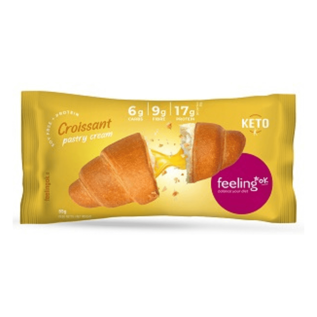 Croissant proteico relleno de crema pastelera FeelingOK a la unidad 65g Fecha 11/25