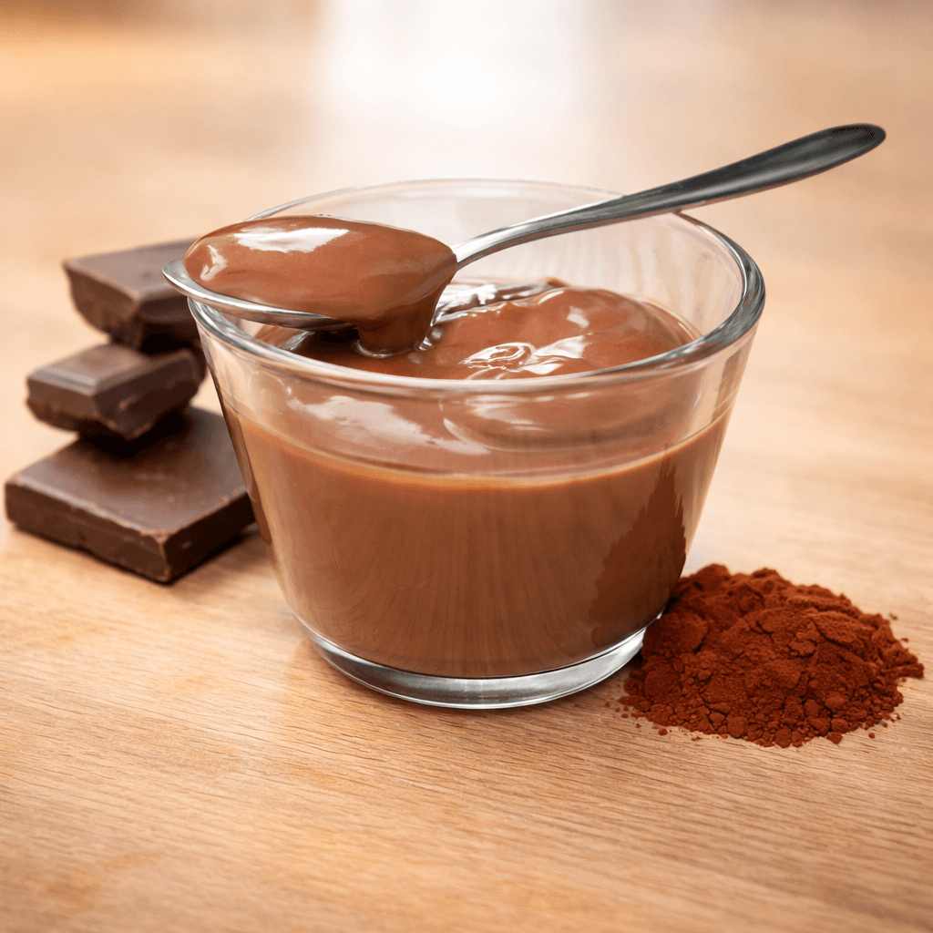 Postres de chocolate ricos en proteínas a la unidad MD