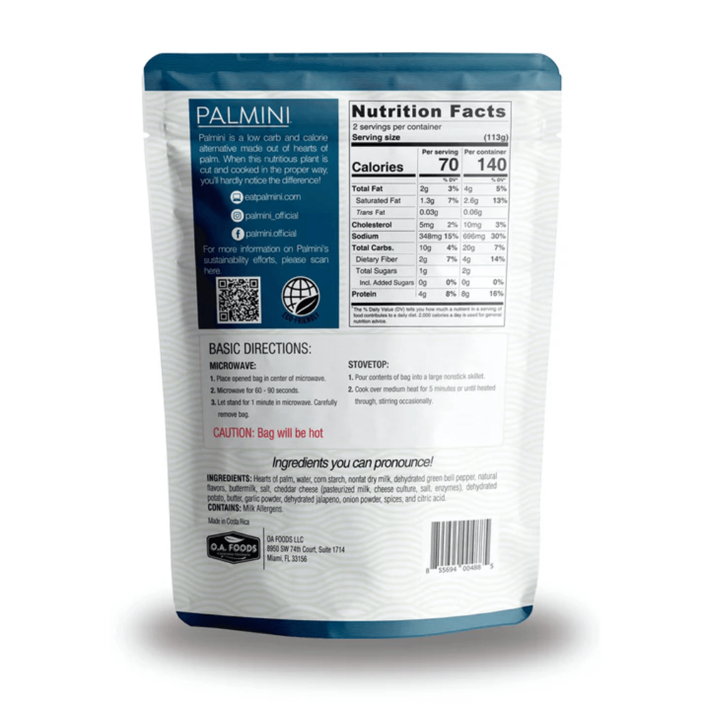 Palmini - Puré Cheddar Jalapeno- 8 g de carbohidratos - Sin gluten - Paquete de 226 g