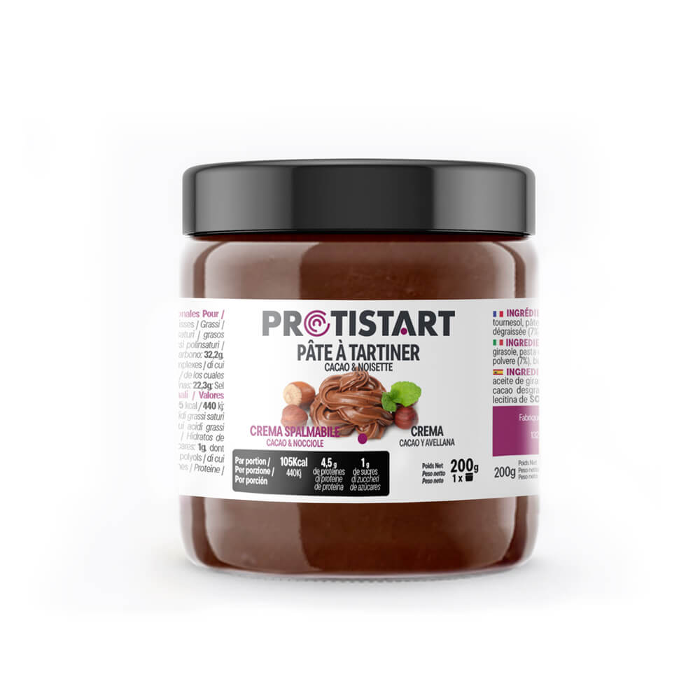 Crema para untar Proteica Cacao y Avellanas bote 200 g PROTISTART