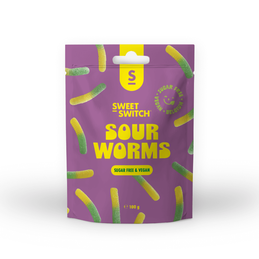 Caramelos sin azúcar Keto Sour Worms Sweet-Switch 100 g