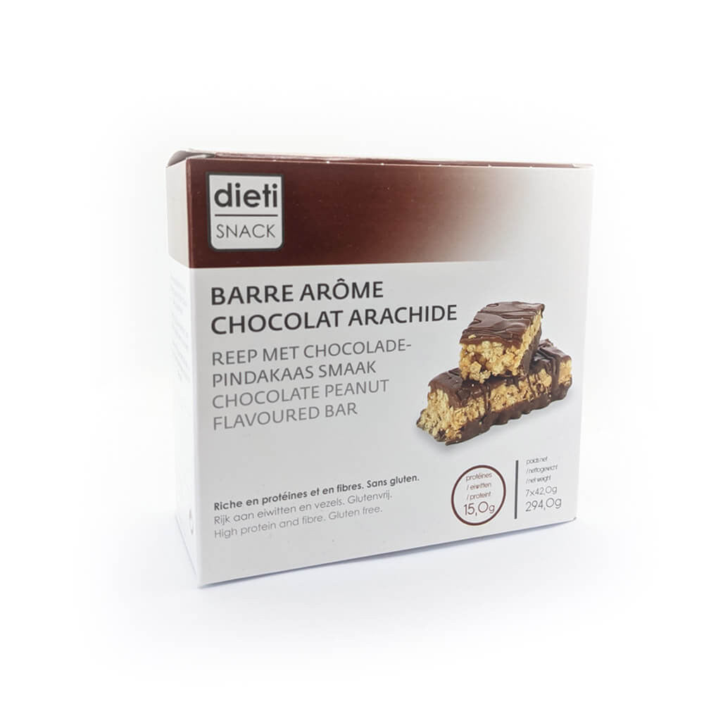 Barritas Proteicas de Chocolate y Cacahuete caja de 7 Dietisnack