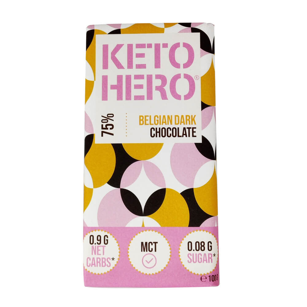 Tableta de chocolate amargo 75% KETO-HERO 100g