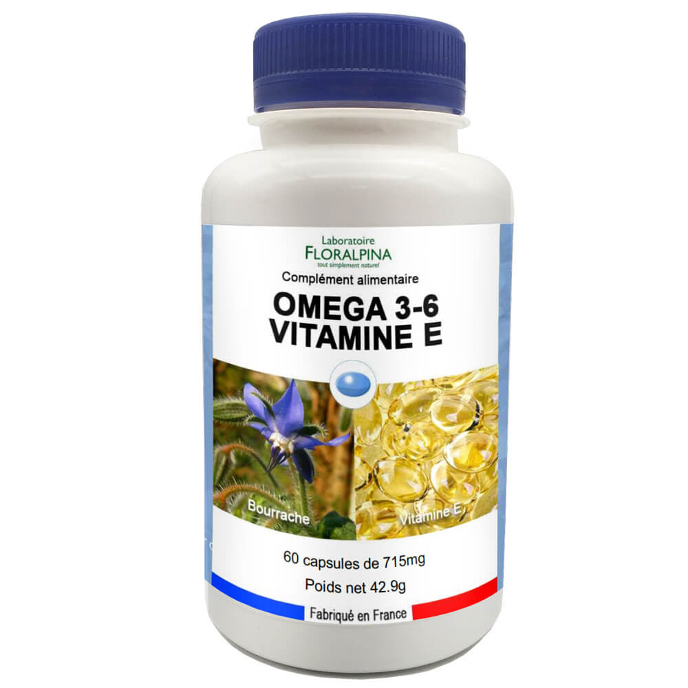 Omega 3/6 vitamina E - 60 cápsulas - Floralpina