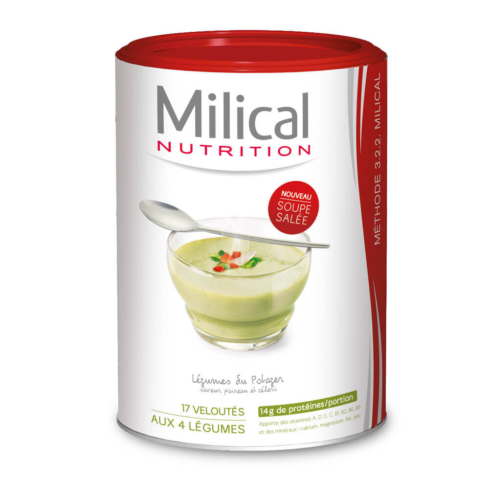 MILICAL sopa Cremosa 4 verduras proteicas ECO pote 17 raciones