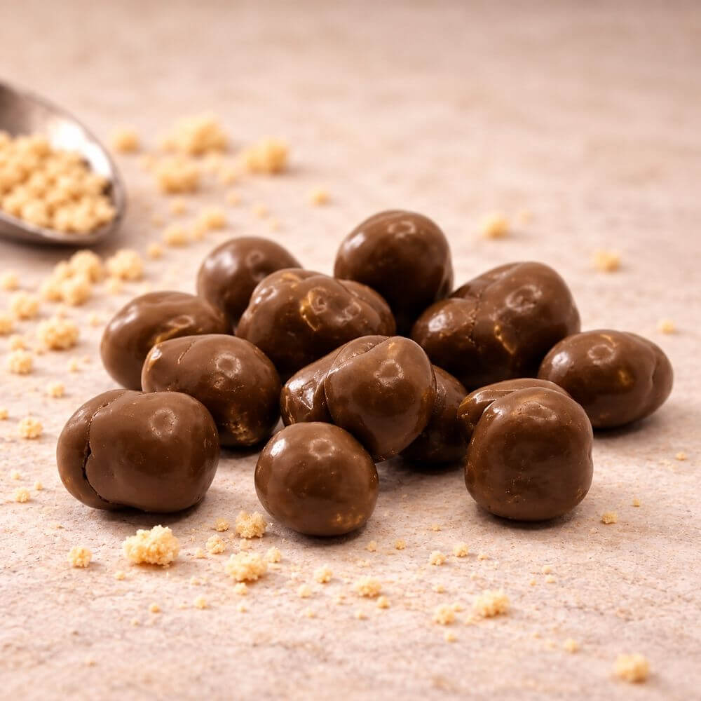 Bolitas proteicas de soja recubiertas de Chocolate con LECHE 