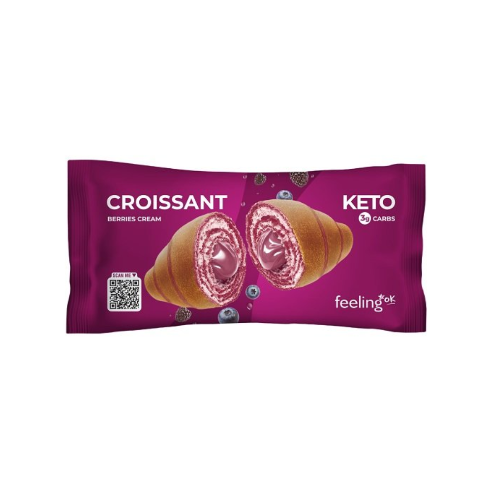 Croissant KETO relleno a la crema Frutos del bosque FeelingOK a la unidad 50G