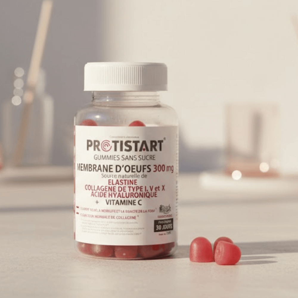 Gummies Belleza y Movilidad – Membrana de Huevo Reggenerate™ + Vitamina C – Sin azúcar, sabor fresa – Programa 30 días – PROTISTART