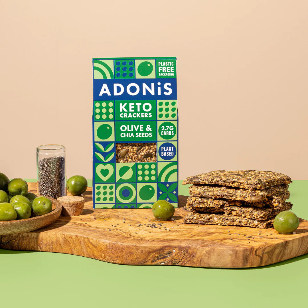 Crackers Keto de oliva y semillas de chía ADONIS
