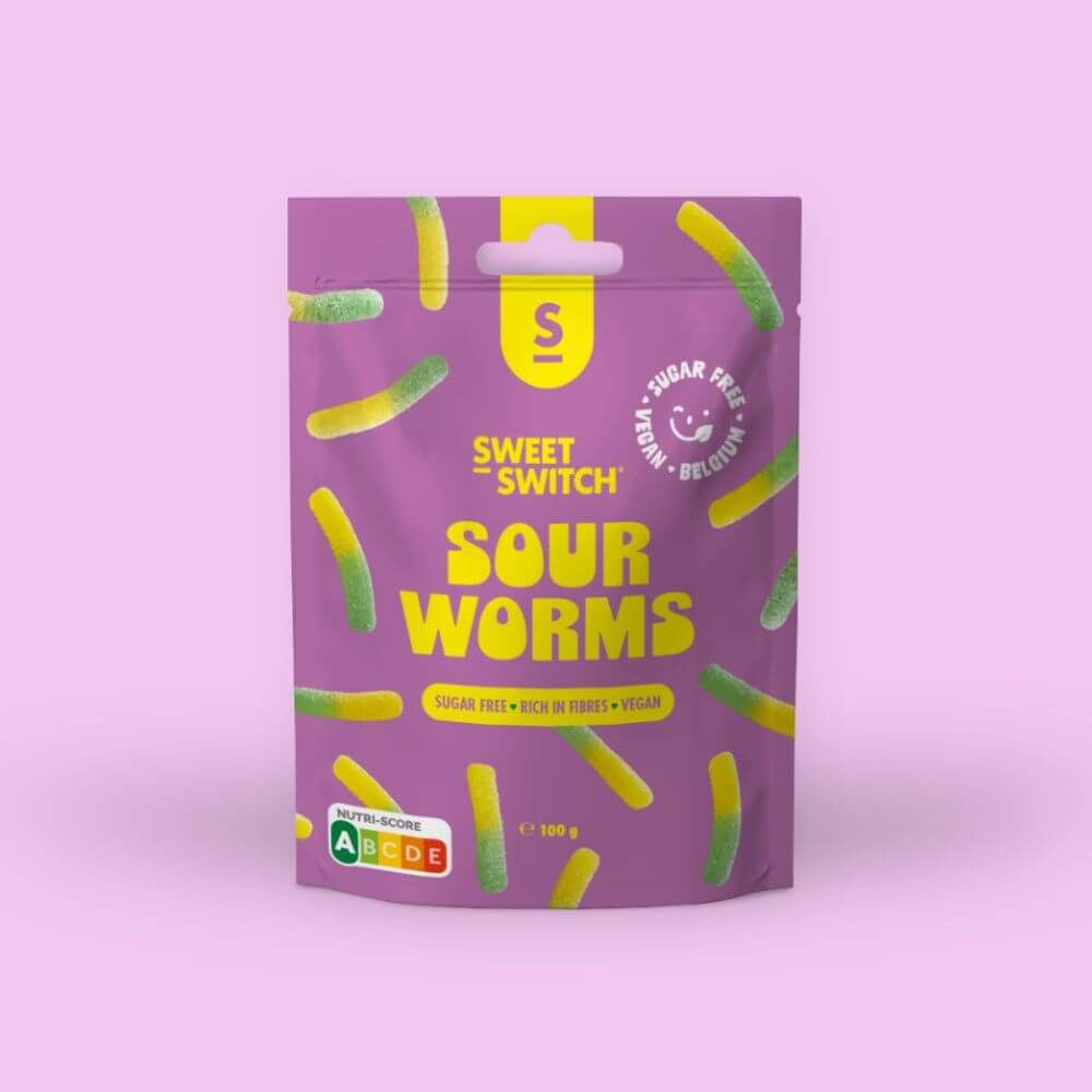 Caramelos sin azúcar Sour Worms Sweet-Switch 100 g