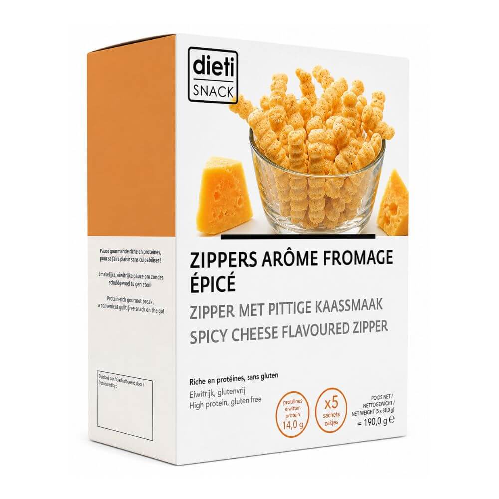 Chips protéinées Zippers arôme Fromage épicé 5 sachets DietiSnack